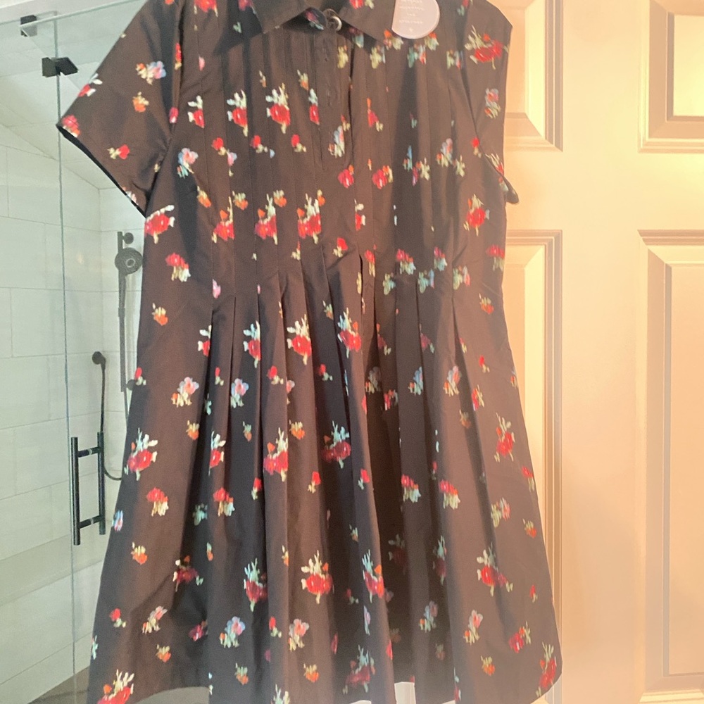 Hill House Black Dress with Multicolor Floral Pattern